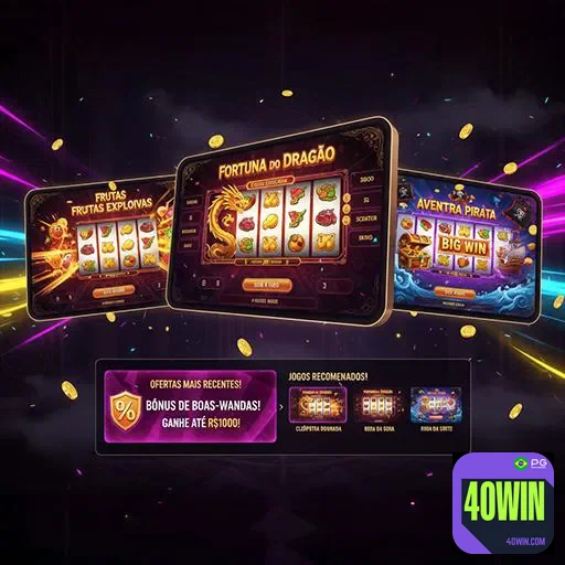 Imagem do site 40win mostrando uma página inicial com destaque para jogos e promoções rápidas